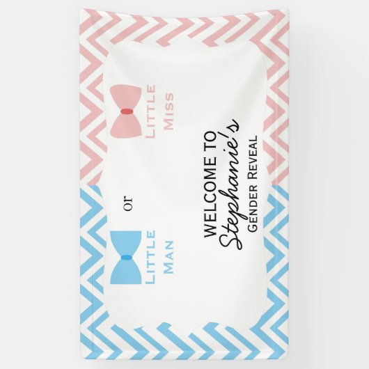 Banderoles Bleu, rose Chevron Genre Révéler Bow et Bow Cravat (Vertical)