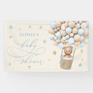 Banderoles Bleu Teddy Bear Balloon Bearly Wait Baby shower