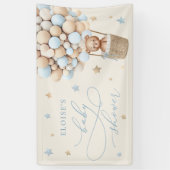 Banderoles Bleu Teddy Bear Balloon Bearly Wait Baby shower (Vertical)