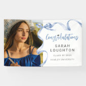 Banderoles Bleu tendance Bow Photo Graduation (Horizontal)