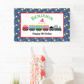 Banderoles Bleu Train Engine et Charbon Voiture Anniversaire (En situation)