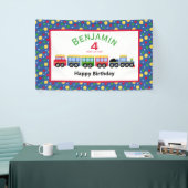 Banderoles Bleu Train Engine et Charbon Voiture Anniversaire (Salon professionnel)