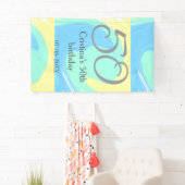 Banderoles bleu vert gris 50e anniversaire ajouter nom date r (En situation)