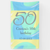 Banderoles bleu vert gris 50e anniversaire ajouter nom date r (Vertical)