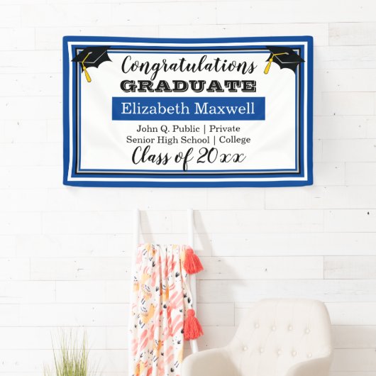 Banderoles Bleu | White Félicitations aux diplômés (En situation)