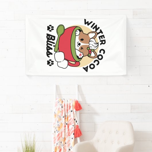 Banderoles Bliss de cacao d'hiver - Chien mignon en mode Mug (En situation)