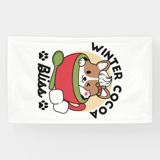 Banderoles Bliss de cacao d'hiver - Chien mignon en mode Mug (Horizontal)