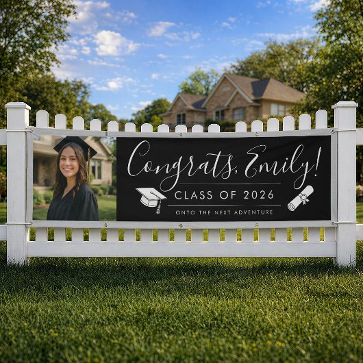 Banderoles BLK & GRAY 2026 | Graduation Banner with Photo