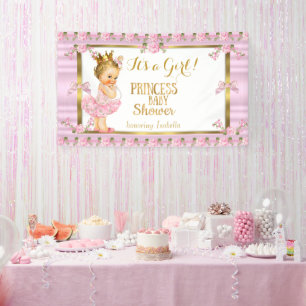 Banderoles Blonde Girl Princess Baby shower Rose Gold Tutu