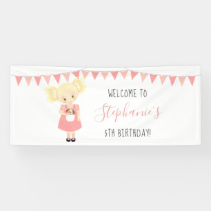 Banderoles Blonde mignonne Anniversaire fille et chiot