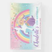 Banderoles Blonde Princess Unicorn Anniversaire Arc en ciel B (Verticale)
