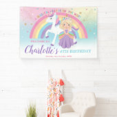 Banderoles Blonde Princess Unicorn Anniversaire Arc en ciel B (Insitu)