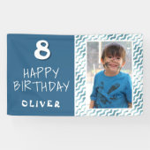 Banderoles Blue Abstrait Wave Boy Photo Joyeux Anniversaire (Horizontal)
