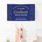Banderoles Blue And Gold Stars Félicitations Grad Grad Gradua (En situation)
