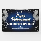 Banderoles Blue and Silver Happy Retirement  (Horizontal)