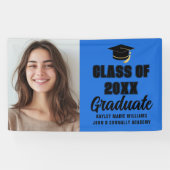 Banderoles Blue Black Graduate Photo Moderne Graduate Party (Horizontal)