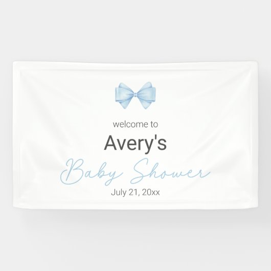 Banderoles Blue Bow Modern Boy Baby shower (Horizontal)