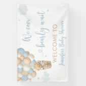 Banderoles Blue Boy Teddy Bear Hot Air Baby shower (Verticale)