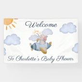 Banderoles Blue Boy's Elephant Plane Baby shower (Horizontal)