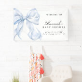 Banderoles Blue Coquette Bow Boy Baby Shower Welcome Sign (En situation)