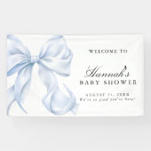 Banderoles Blue Coquette Bow Boy Baby Shower Welcome Sign (Horizontal)