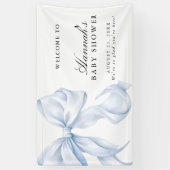 Banderoles Blue Coquette Bow Boy Baby Shower Welcome Sign (Vertical)