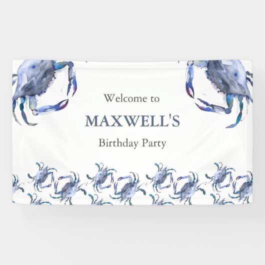 Banderoles Blue Crab Birthday Banner (Horizontal)