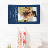 Banderoles Blue Elegant Script Graduation Photo Party (En situation)