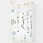 Banderoles Blue Elephant Boy Stuff Baby shower fond (Vertical)