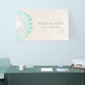 Banderoles Blue Floral Mandala Lotus Marbre blanc Business Ca (Salon professionnel)