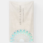 Banderoles Blue Floral Mandala Lotus Marbre blanc Business Ca (Vertical)