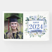 Banderoles Blue Floral Rose Année de graduation (Horizontal)