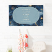 Banderoles Blue Gold Celestial Elegant Starry Sky Wedding (En situation)