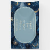 Banderoles Blue Gold Celestial Elegant Starry Sky Wedding (Vertical)