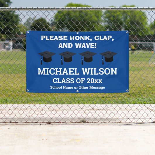 Banderoles Blue Graduation Félicitations Diplômé (En situation)