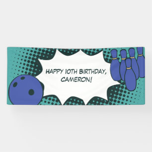 Banderoles Blue-Green Joyeux 10e anniversaire Bowling Party