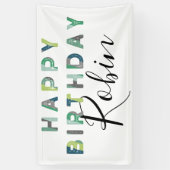 Banderoles Blue Green Letters, simple anniversaire personnali (Vertical)