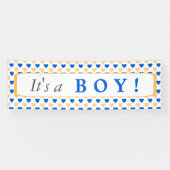 Banderoles Blue Hearts Motif C'est un garçon (Horizontal)