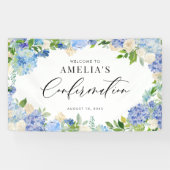 Banderoles Blue Hydrangea and Ivory Rose Confirmation (Horizontal)