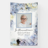 Banderoles Blue Hydrangea Aquarelle Célébration de la vie (Verticale)