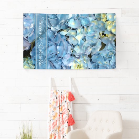 Banderoles Blue Hydrangea Floral Mariage (En situation)