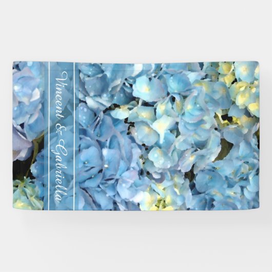 Banderoles Blue Hydrangea Floral Mariage (Horizontal)