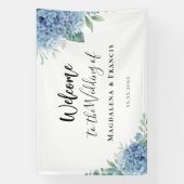 Banderoles Blue Hydrangea flowers wedding welcome (Verticale)