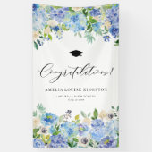 Banderoles Blue Hydrangea Graduation Félicitations (Vertical)