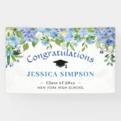 Banderoles Blue Hydrangeas Floral Graduation Class of 2024 (Horizontal)