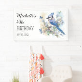 Banderoles Blue Jay Bird Floral Springtime 40e anniversaire N (En situation)