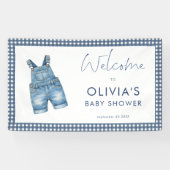Banderoles Blue Jean Denim Gingham Boy Welcome Baby Shower (Horizontal)