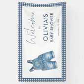 Banderoles Blue Jean Denim Gingham Boy Welcome Baby Shower (Vertical)