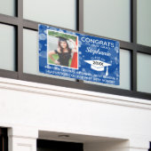 Banderoles Blue Modern Bubbles Congrats Photo Graduation Jard (Bâtiment extérieur)