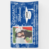 Banderoles Blue Modern Bubbles Congrats Photo Graduation Jard (Vertical)